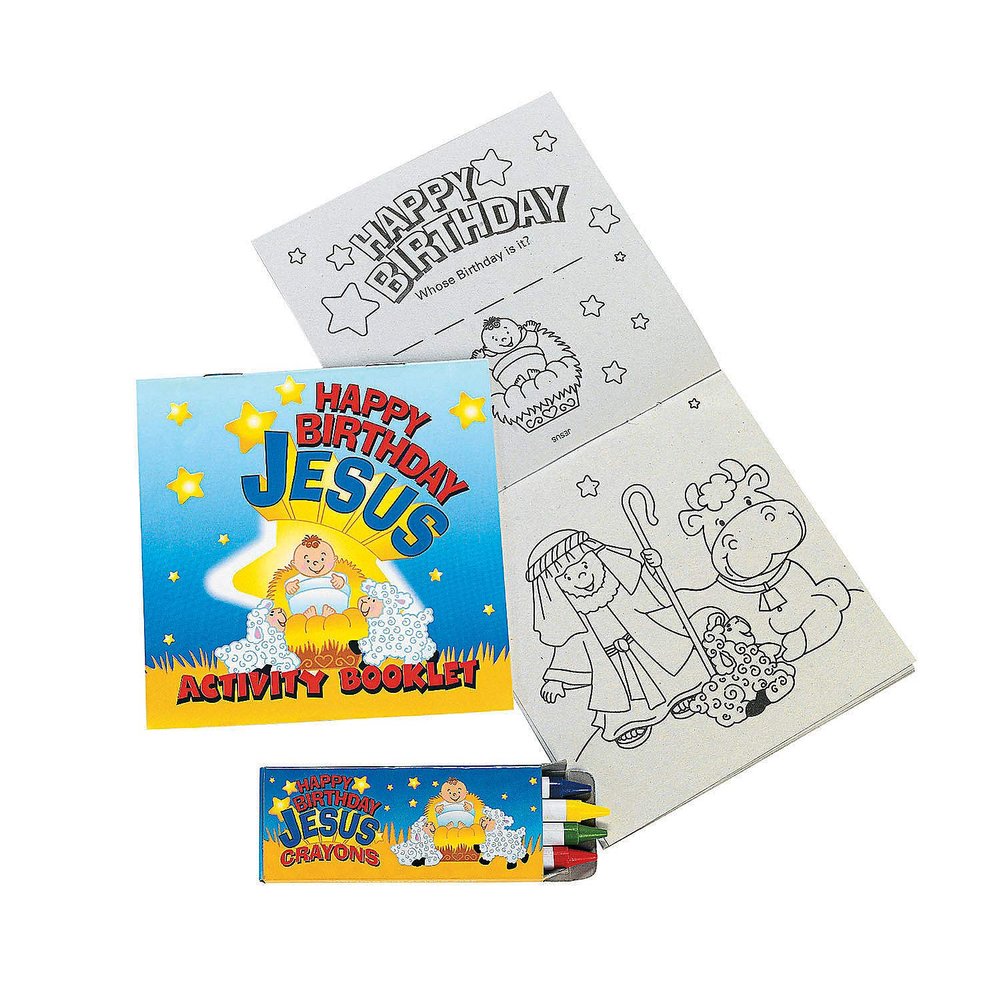 Fun Express Happy Birthday Jesus Activity Sets with Crayons for Christmas (set of 12)