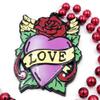 Red Rose Heart Tattoo Mardi Gras Bourbon Street Mardi Gras Beads New Orleans Bayou Lousianna Cajun Creole Party view 2