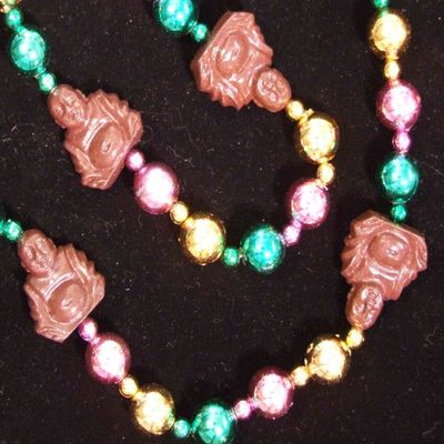 Chocolate Buddha Bead Necklace Mardi Gras Party