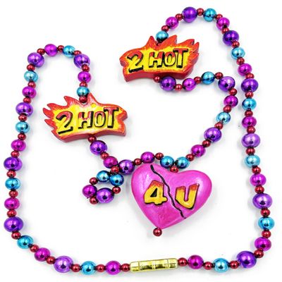 2 Hot for U Beads Necklace New Orleans Mardi Gras Spring Break Cajun Carnival Festival