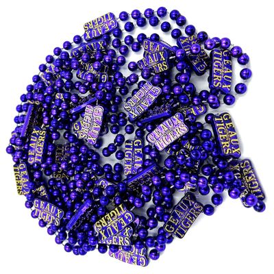 Geaux Tigers Six (6) Pack Mardi Gras Necklaces New Orleans