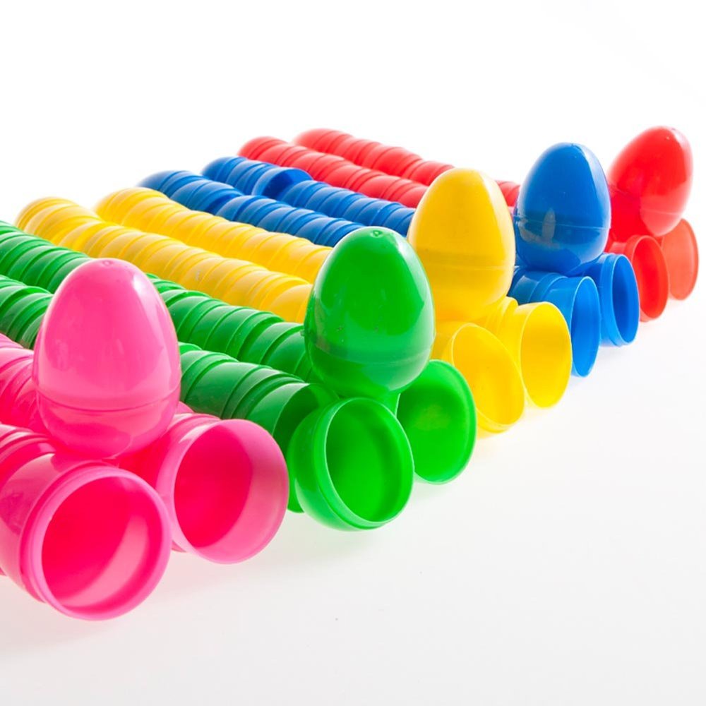 100 Multicolor Hinged Plastic Easter Eggs