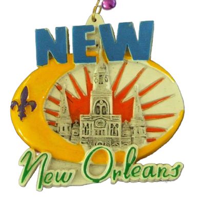 Crescent Moon and Saint Louis Cathedral Bead Necklace New Orleans Mardi Gras Spring Break Cajun Carnival Festival