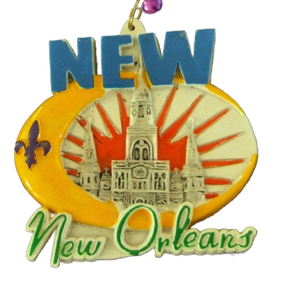 Crescent Moon and Saint Louis Cathedral Bead Necklace New Orleans Mardi Gras Spring Break Cajun Carnival Festival