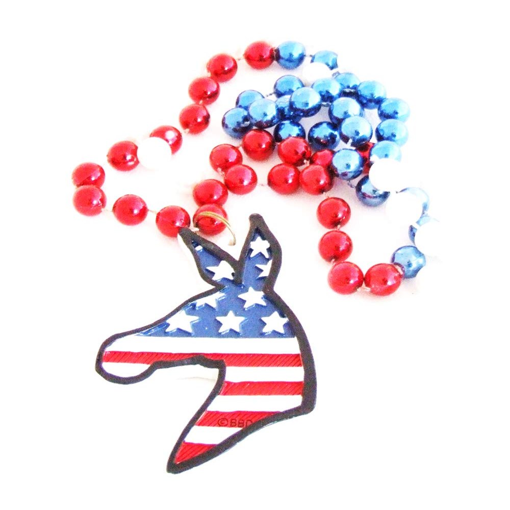 Democrat Donkey DNC Bead Necklace New Orleans Mardi Gras Spring Break Cajun Carnival Festival