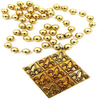 Fleur de Lis Tiles Necklace New Orleans Mardi Gras Bead Necklace Spring Break Cajun Carnival Festival