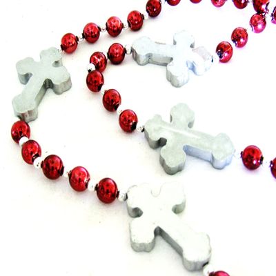 Goth Cross Mardi Gras Spring Bead Necklace Cajun Festival New Orleans
