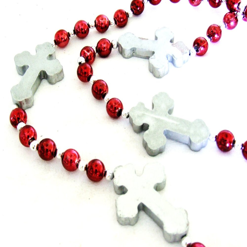 Goth Cross Mardi Gras Spring Bead Necklace Cajun Festival New Orleans