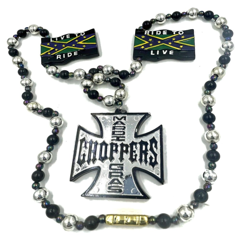 Choppers Motorcycle Mardi Gras Bead Necklace Spring Break Cajun Carnival Festival New Orleans Beads