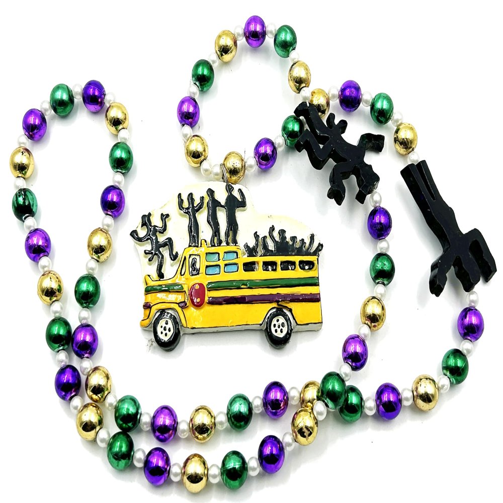 Griffin Trader Party Bus Mardi Gras Bead Necklace Spring Break Cajun Carnival Festival New Orleans Beads