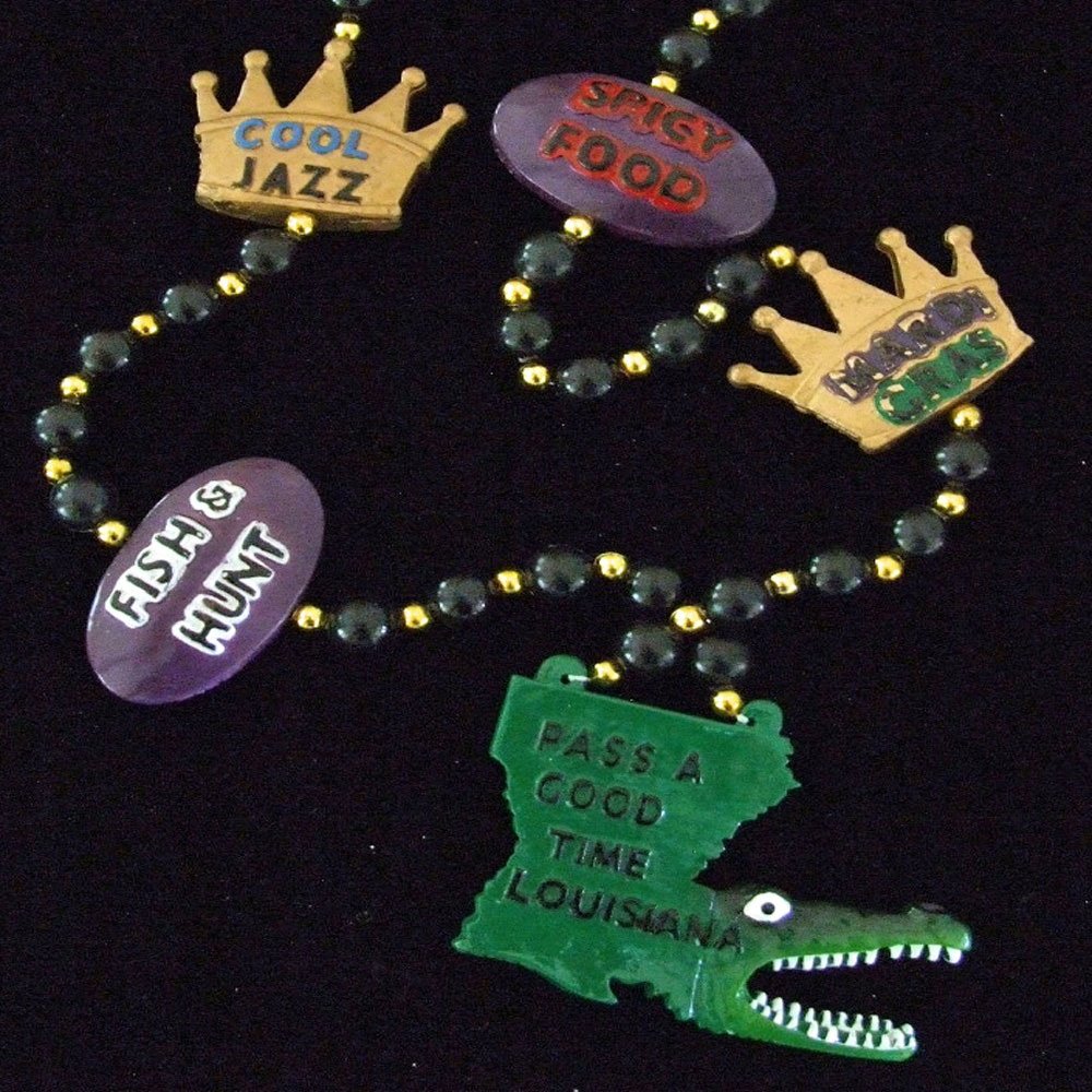Pass a Good Time Lousianna Mardi Gras Bead Necklace Spring Break Cajun Carnival Festival New Orleans Beads