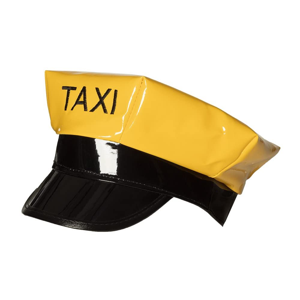 Boland 01346 Taxi Hat, One Size, Yellow/Black, Hat in Patent Look, Taxi Driver, Costume, Carnival, Theme Party