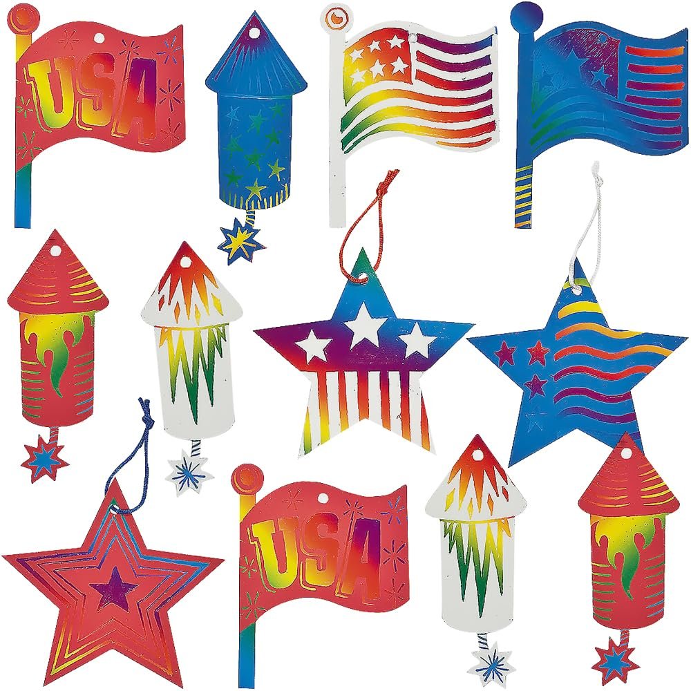 4Th of July Magic Scratch Ornaments - Crafts for Kids and Fun Home Activities