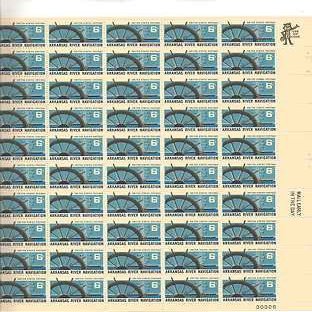 Arkansas River Navigation Sheet of 50 x 6 Cent US Postage Stamps Scott 1358