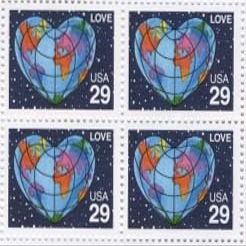 Love Stamps set 4 x 29 cent US Postage stamps #2535