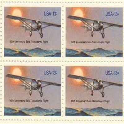 50 Years Solo Transatlantic Flight Set of 4x13 Cent US Postage Stamps Scot 1710