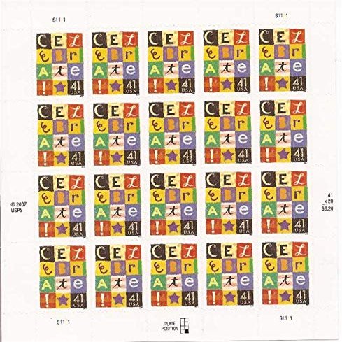2007 Celebrate Sheet of Twenty 41 Cent US Postage Stamps Scott 4196