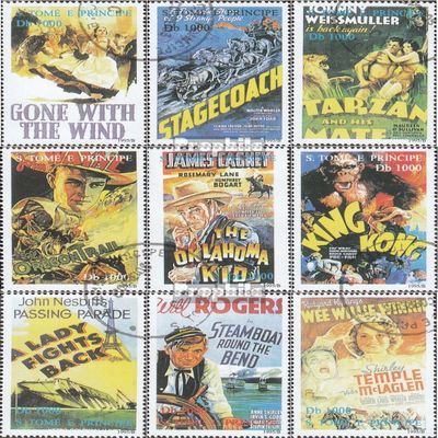 Sao Tome E Principe 1502-1510 (Complete.Issue.) fine Used/Cancelled 1995 100 Years Cinema: Filmplakate (Stamps for Collectors) Celebrities/Film/Theater/Radio