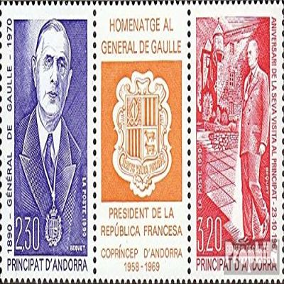 Andorra - French Post 418-419 Triple Strip (Complete.Issue.) unmounted Mint/Never hinged ** MNH 1990 Charles de Gaulle (Stamps for Collectors)