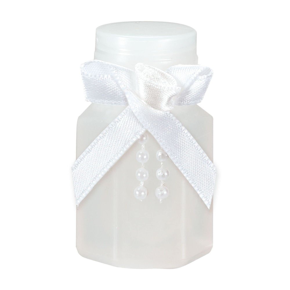 Elegant White Pearl & Ribbon Wedding Bubbles - 2.06" x 1.13" (24 Count) - Perfect For Bridal & Reception Celebrations