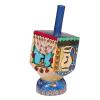 Hanukkah Motifs Hand Painted Small Wooden Dreidel and matching Stand by Yair Emanuel view 1