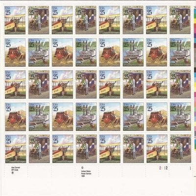 20th Universal Postal Congress Sheet of 40 x 25 Cent US Postage Stamps Scott 2434-37