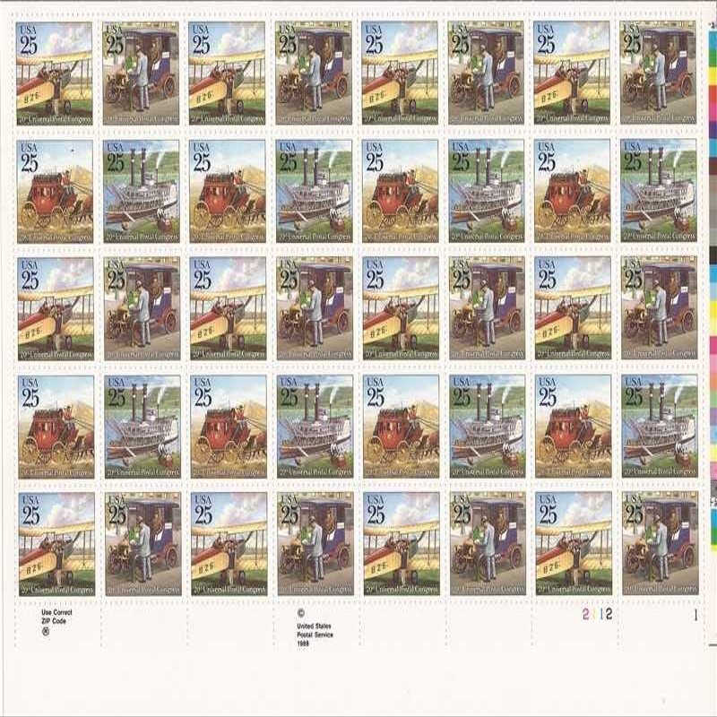 20th Universal Postal Congress Sheet of 40 x 25 Cent US Postage Stamps Scott 2434-37