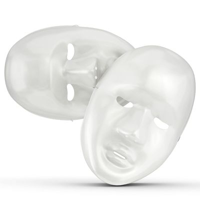 DIY White Plastic Face Masks (6" x 9", Pack of 12) - Ideal for Mardi Gras & Clown-Themed Parties