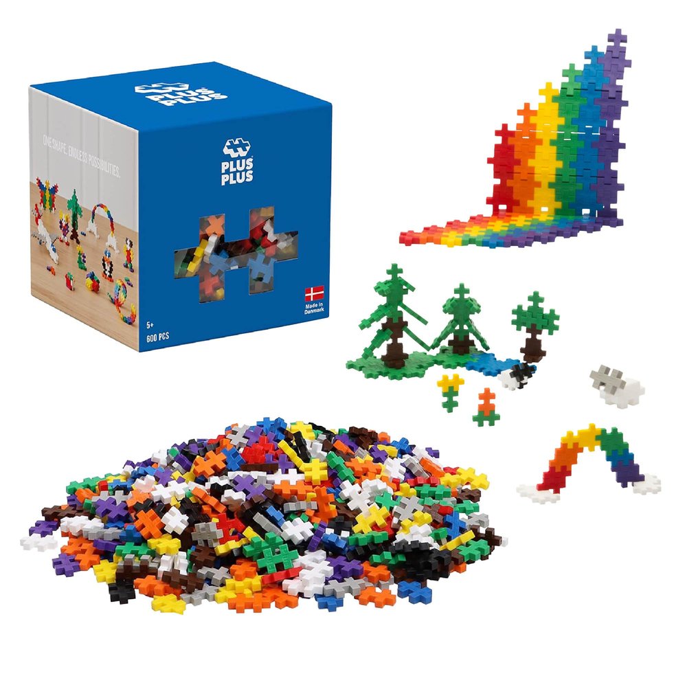 PLUS PLUS - Open Play Set - 600 Piece - Basic Color Mix, Construction Building Stem Toy, Interlocking Mini Puzzle Blocks for Kids