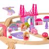 Bigjigs Rail Fairy Town Wooden Train Set | Railway Toy for Kids Age 3+ | Wood Track with Model Fairytale Village | Comes with Pink Wood Accessories & Figures | Educational Gift for Girls and Boys view 1