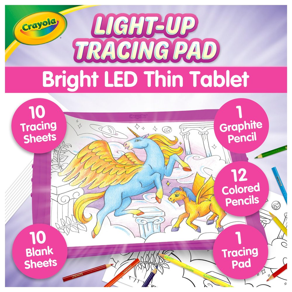 Crayola Light Up Tracing Pad Pink, Best Birthday, Holiday & Christmas Gifts for Girls & Boys, 6, 7, 8 Year Olds, Kids Toys, Light Box Art Kit for Kids [Amazon Exclusive]
