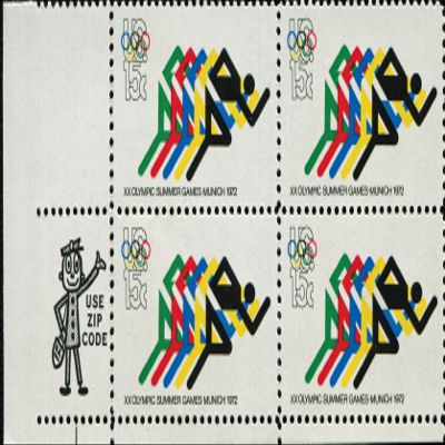 1972 Winter OLY. Games ~ Bobsledding ~ Sapporo Japan #1461 Zip Code Block of 4 x 8 US Postage Stamps