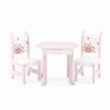 18 Inch Doll Dining Table and 2 Chairs Set Floral Emily Rose Wooden 18' Doll Furniture Dolls NOT Included Fits American Girl Our Generation view 1
