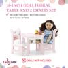 18 Inch Doll Dining Table and 2 Chairs Set Floral Emily Rose Wooden 18' Doll Furniture Dolls NOT Included Fits American Girl Our Generation view 2
