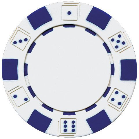 50 Clay Composite Dice Striped 11.5-Gram Poker Chips (WHITE)
