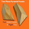 Pyramid Puzzle Size Large - 2 Piece Wood Brain Teaser Puzzle - Stocking Stuffer Gift view 2