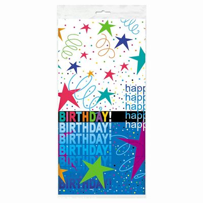 Cosmic Birthday Plastic Tablecloth, 84" x 54"