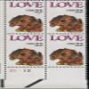 1986 PUPPY LOVE #2202 Plate Block of 4 x 22 cents US Postage Stamps view 1