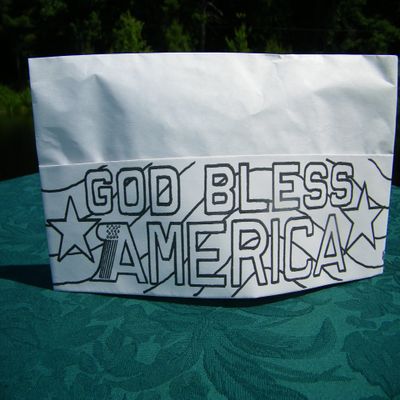 20 GOD BLESS AMERICA PAPER COLORING HATS Parade Veterans Picnic Party Favors COLOR STICKER DECORATE!