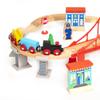 Maxim Enterprise, inc. Giant 60 pc Wooden Train Set - Complete Toy Railway w/Tracks, Engine, Cars, Bridges, Stations, People, Signs. Genuine Hardwood, Compatible with All Major Brand Accessories view 2