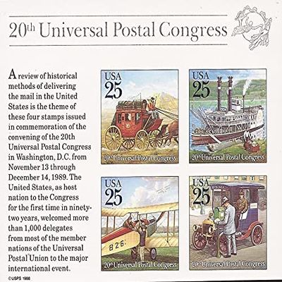 20th Universal Postal Congress Souvenir Sheet 25 Cent US Postage Stamps Scott 2438