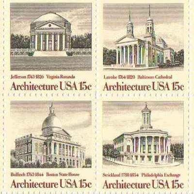 American Architecture Series Set of 4 x 15 Cent US Postage Stamps Scot 1779-82