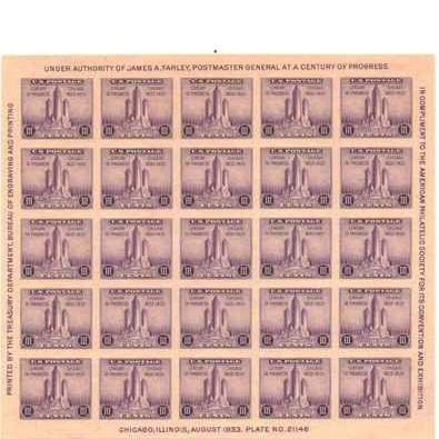 American Philatelic Society Convention Sheet 3 Cent US Postage Stamps Scot 731