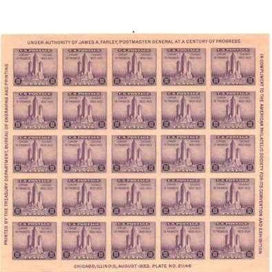 American Philatelic Society Convention Sheet 3 Cent US Postage Stamps Scot 731