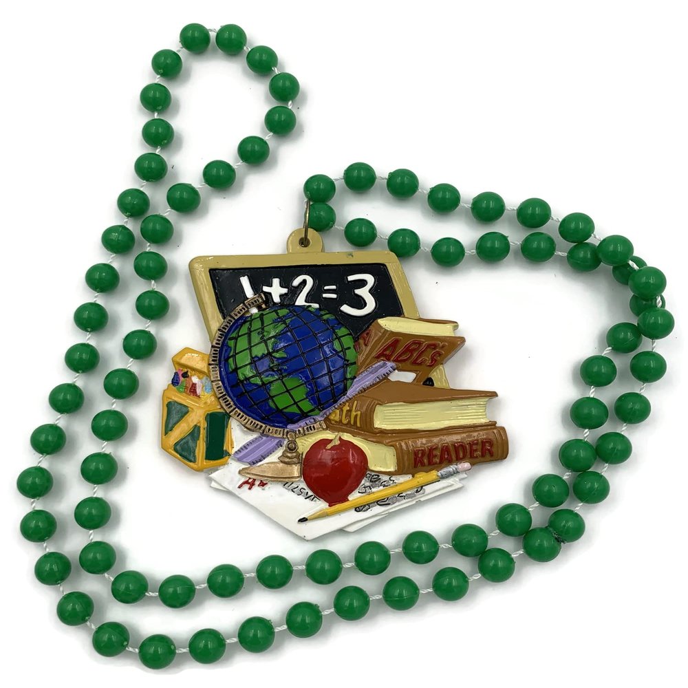 School Days Necklace New Orleans Mardi Gras Beads Spring Break Cajun Carnival Festival