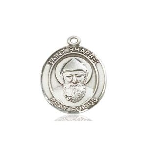 Bonyak Jewelry Saint Medal Collection Sterling Silver St. Sharbel Pendant 3/4 x 1/2 inches with Sterling Silver Lite Curb Chain