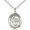 Bonyak Jewelry Saint Medal Collection Sterling Silver St. Sharbel Pendant 3/4 x 1/2 inches with Sterling Silver Lite Curb Chain view 2