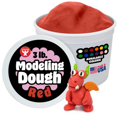 Hygloss Play Modeling Dough for Kids  Safe & Non-Toxic Sensory Dough for Arts and Crafts  3 lb Tub  Play Clay for Toddler Activities, Preschool Classroom Must-Haves  Red Color, Unscented