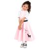 Hip Hop 50's Shop 1950s Girls 4 Piece Poodle Skirt Costume Outfit for Kids with Accessories (glasses, socks, scarf) (Child Large Light Pink) view 2