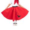 Hip Hop 50's Shop 1950s Girls 4 Piece Poodle Skirt Costume Outfit for Kids with Accessories (glasses, socks, scarf) (Child Medium Red) view 3